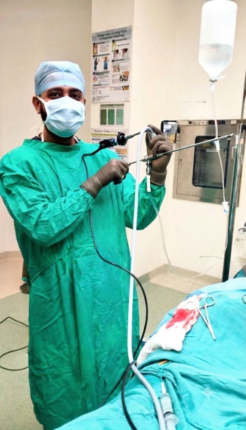Dr. Ghanshyam Hatwar performing an endoscopic urological procedure